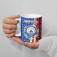 Cape Verde Christmas Ceramic Mug with Red and Blue Festive Pattern Christmas Tree and National Emblem Motif - Wonder Print Shop