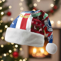 Cape Verde Christmas Santa Hat with Red and Blue Festive Pattern Christmas Tree and National Emblem Motif - Wonder Print Shop
