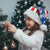 Cape Verde Christmas Santa Hat with Red and Blue Festive Pattern Christmas Tree and National Emblem Motif - Wonder Print Shop