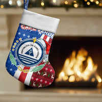 Cape Verde Christmas Stocking with Red and Blue Festive Pattern Christmas Tree and National Emblem Motif - Wonder Print Shop