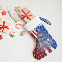 Cape Verde Christmas Stocking with Red and Blue Festive Pattern Christmas Tree and National Emblem Motif - Wonder Print Shop