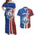 Cape Verde Christmas Couples Matching Off Shoulder Maxi Dress and Hawaiian Shirt with Red and Blue Festive Pattern Christmas Tree and National Emblem Motif - Wonder Print Shop