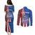 Cape Verde Christmas Couples Matching Puletasi and Long Sleeve Button Shirt with Red and Blue Festive Pattern Christmas Tree and National Emblem Motif - Wonder Print Shop