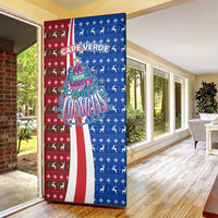 Cape Verde Christmas Door Cover with Red and Blue Festive Pattern Christmas Tree and National Emblem Motif - Wonder Print Shop