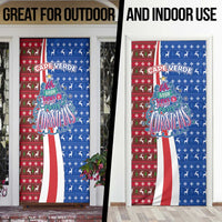 Cape Verde Christmas Door Cover with Red and Blue Festive Pattern Christmas Tree and National Emblem Motif - Wonder Print Shop