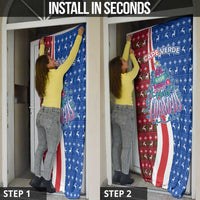 Cape Verde Christmas Door Cover with Red and Blue Festive Pattern Christmas Tree and National Emblem Motif - Wonder Print Shop