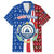 Cape Verde Christmas Family Matching Short Sleeve Bodycon Dress and Hawaiian Shirt with Red and Blue Festive Pattern Christmas Tree and National Emblem Motif - Wonder Print Shop