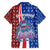 Cape Verde Christmas Family Matching Short Sleeve Bodycon Dress and Hawaiian Shirt with Red and Blue Festive Pattern Christmas Tree and National Emblem Motif - Wonder Print Shop