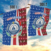 Cape Verde Christmas Garden Flag with Red and Blue Festive Pattern Christmas Tree and National Emblem Motif - Wonder Print Shop