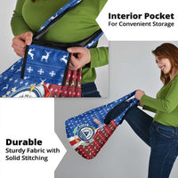 Cape Verde Christmas Grocery Bag with Red and Blue Festive Pattern Christmas Tree and National Emblem Motif - Wonder Print Shop