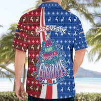 Cape Verde Christmas Hawaiian Shirt with Red and Blue Festive Pattern Christmas Tree and National Emblem Motif - Wonder Print Shop