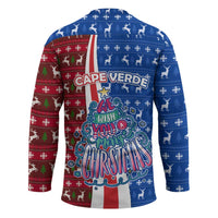 Cape Verde Christmas Hockey Jersey with Red and Blue Festive Pattern Christmas Tree and National Emblem Motif - Wonder Print Shop