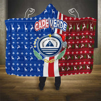 Cape Verde Christmas Hooded Blanket with Red and Blue Festive Pattern Christmas Tree and National Emblem Motif - Wonder Print Shop