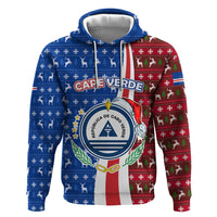 Cape Verde Christmas Hoodie with Red and Blue Festive Pattern Christmas Tree and National Emblem Motif - Wonder Print Shop