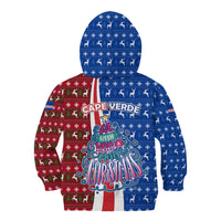 Cape Verde Christmas Kid Hoodie with Red and Blue Festive Pattern Christmas Tree and National Emblem Motif - Wonder Print Shop