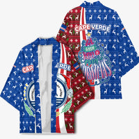 Cape Verde Christmas Kimono with Red and Blue Festive Pattern Christmas Tree and National Emblem Motif - Wonder Print Shop