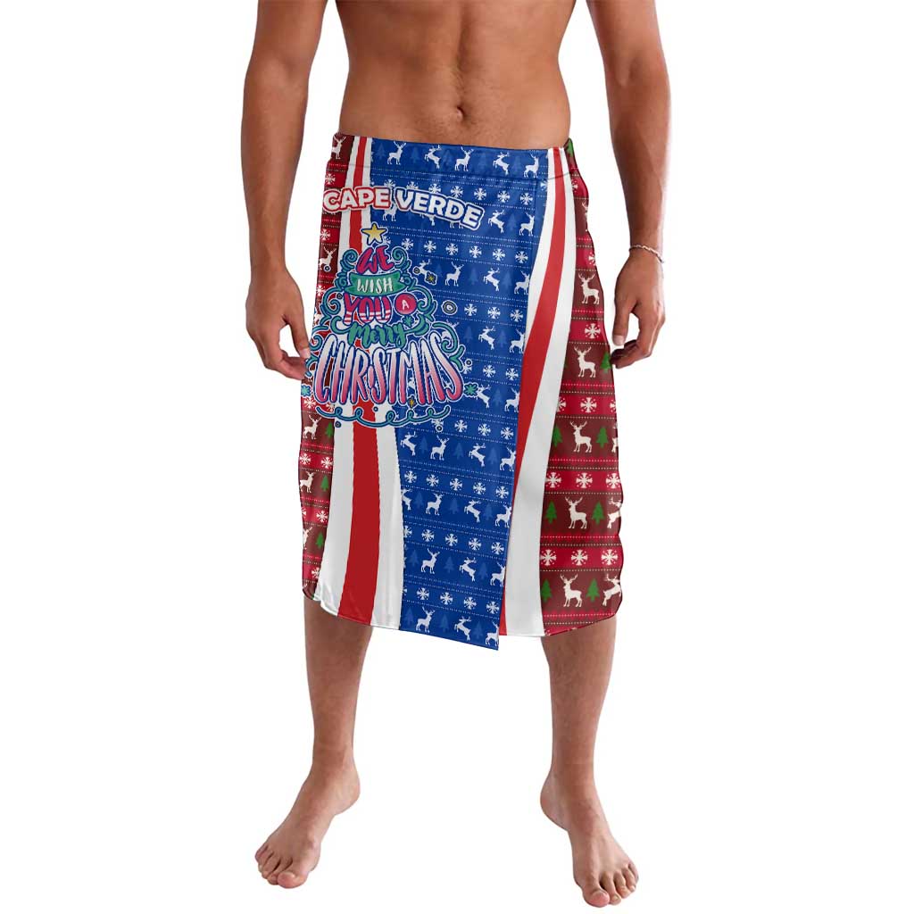 Cape Verde Christmas Lavalava with Red and Blue Festive Pattern Christmas Tree and National Emblem Motif - Wonder Print Shop