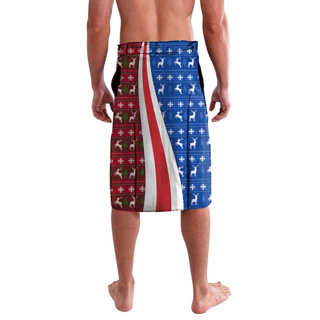 Cape Verde Christmas Lavalava with Red and Blue Festive Pattern Christmas Tree and National Emblem Motif - Wonder Print Shop