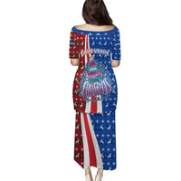 Cape Verde Christmas Puletasi with Red and Blue Festive Pattern Christmas Tree and National Emblem Motif - Wonder Print Shop