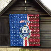 Cape Verde Christmas Quilt with Red and Blue Festive Pattern Christmas Tree and National Emblem Motif - Wonder Print Shop