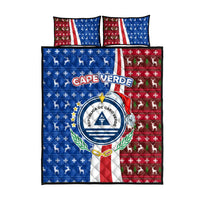 Cape Verde Christmas Quilt Bed Set with Red and Blue Festive Pattern Christmas Tree and National Emblem Motif - Wonder Print Shop