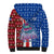 Cape Verde Christmas Sherpa Hoodie with Red and Blue Festive Pattern Christmas Tree and National Emblem Motif - Wonder Print Shop