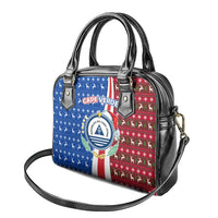 Cape Verde Christmas Shoulder Handbag with Red and Blue Festive Pattern Christmas Tree and National Emblem Motif - Wonder Print Shop