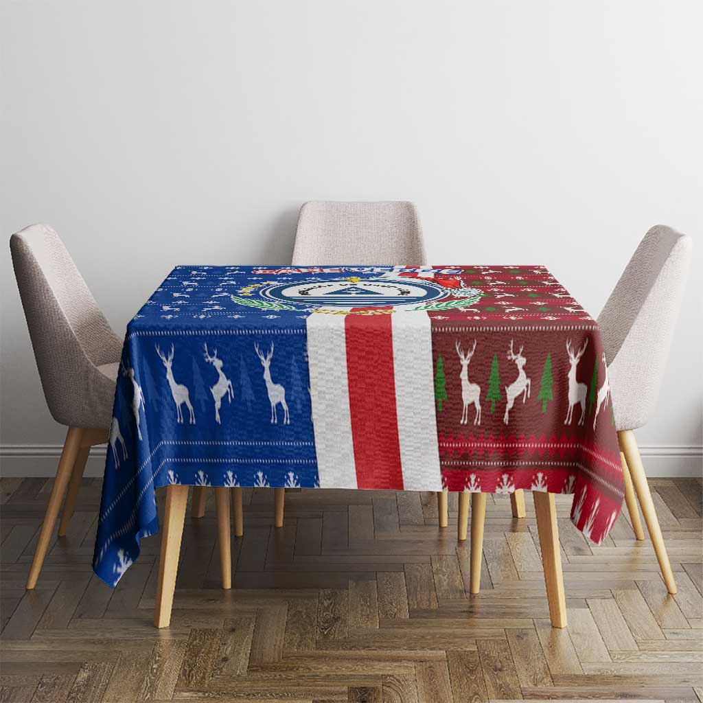 Cape Verde Christmas Tablecloth with Red and Blue Festive Pattern Christmas Tree and National Emblem Motif - Wonder Print Shop