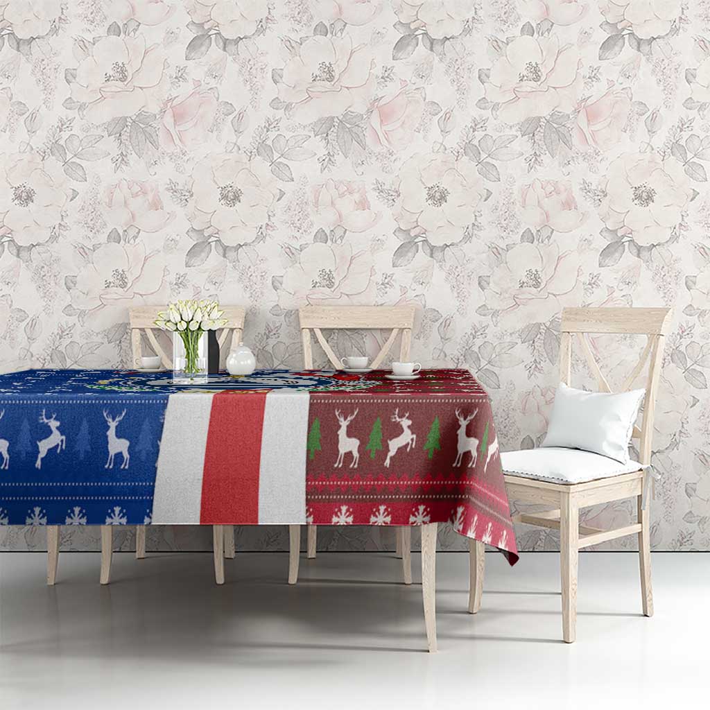 Cape Verde Christmas Tablecloth with Red and Blue Festive Pattern Christmas Tree and National Emblem Motif - Wonder Print Shop