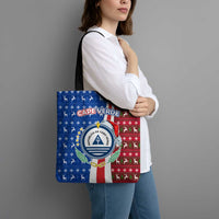 Cape Verde Christmas Tote Bag with Red and Blue Festive Pattern Christmas Tree and National Emblem Motif - Wonder Print Shop
