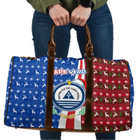Cape Verde Christmas Travel Bag with Red and Blue Festive Pattern Christmas Tree and National Emblem Motif - Wonder Print Shop