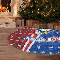 Cape Verde Christmas Tree Skirt with Red and Blue Festive Pattern Christmas Tree and National Emblem Motif - Wonder Print Shop