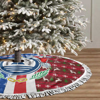 Cape Verde Christmas Tree Skirt with Red and Blue Festive Pattern Christmas Tree and National Emblem Motif - Wonder Print Shop