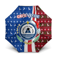Cape Verde Christmas Umbrella with Red and Blue Festive Pattern Christmas Tree and National Emblem Motif - Wonder Print Shop