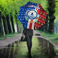 Cape Verde Christmas Umbrella with Red and Blue Festive Pattern Christmas Tree and National Emblem Motif - Wonder Print Shop
