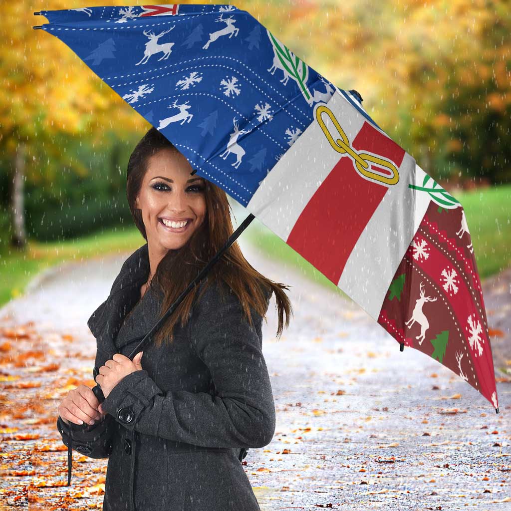 Cape Verde Christmas Umbrella with Red and Blue Festive Pattern Christmas Tree and National Emblem Motif - Wonder Print Shop