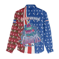 Cape Verde Christmas Women Casual Shirt with Red and Blue Festive Pattern Christmas Tree and National Emblem Motif - Wonder Print Shop