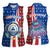Cape Verde Christmas Women Sleeveless Polo Shirt with Red and Blue Festive Pattern Christmas Tree and National Emblem Motif - Wonder Print Shop