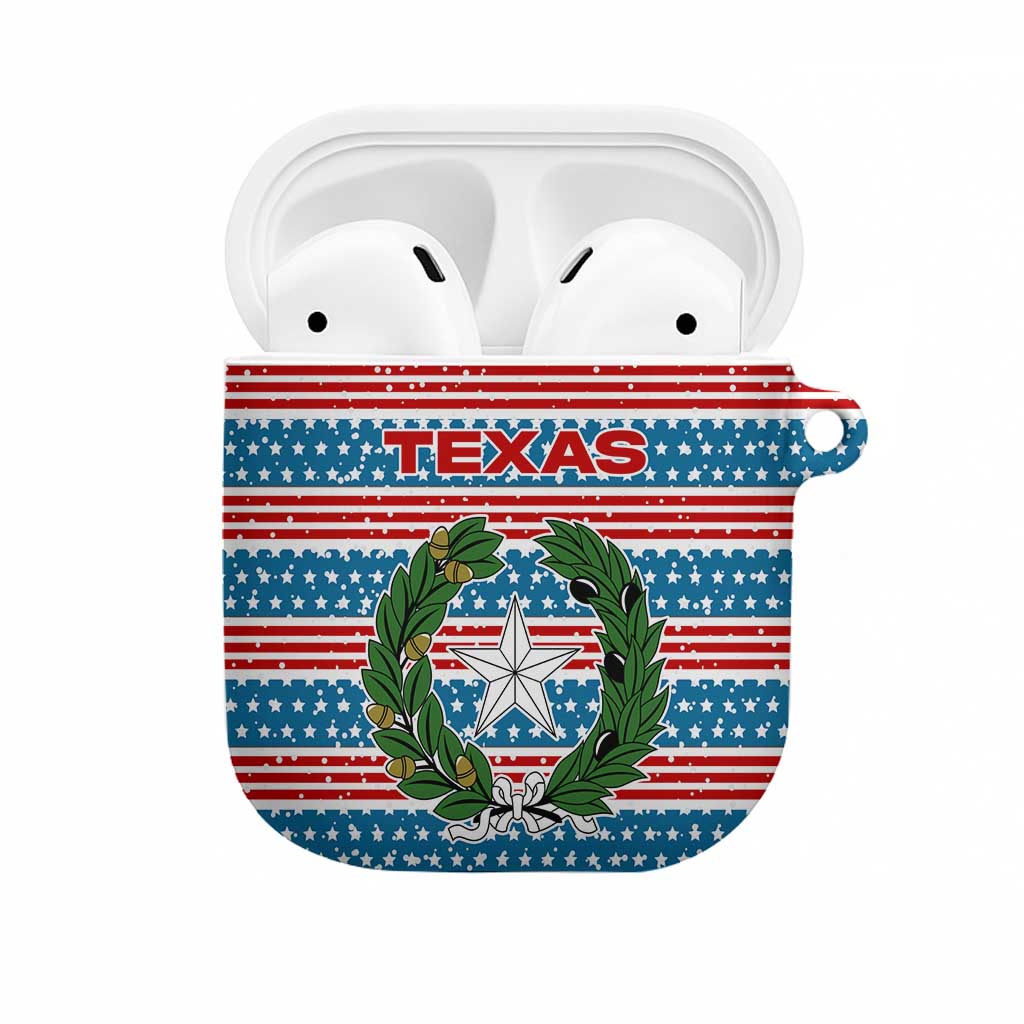 Texas Christmas AirPods Case with Blue and Red Striped Festive Pattern Lone Star and Santa Motif - Wonder Print Shop