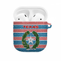Texas Christmas AirPods Case with Blue and Red Striped Festive Pattern Lone Star and Santa Motif - Wonder Print Shop