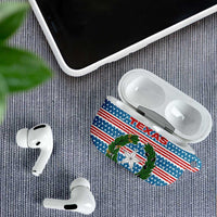 Texas Christmas AirPods Case with Blue and Red Striped Festive Pattern Lone Star and Santa Motif - Wonder Print Shop