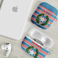 Texas Christmas AirPods Case with Blue and Red Striped Festive Pattern Lone Star and Santa Motif - Wonder Print Shop