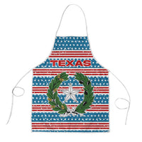 Texas Christmas Apron with Blue and Red Striped Festive Pattern Lone Star and Santa Motif - Wonder Print Shop