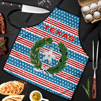 Texas Christmas Apron with Blue and Red Striped Festive Pattern Lone Star and Santa Motif - Wonder Print Shop