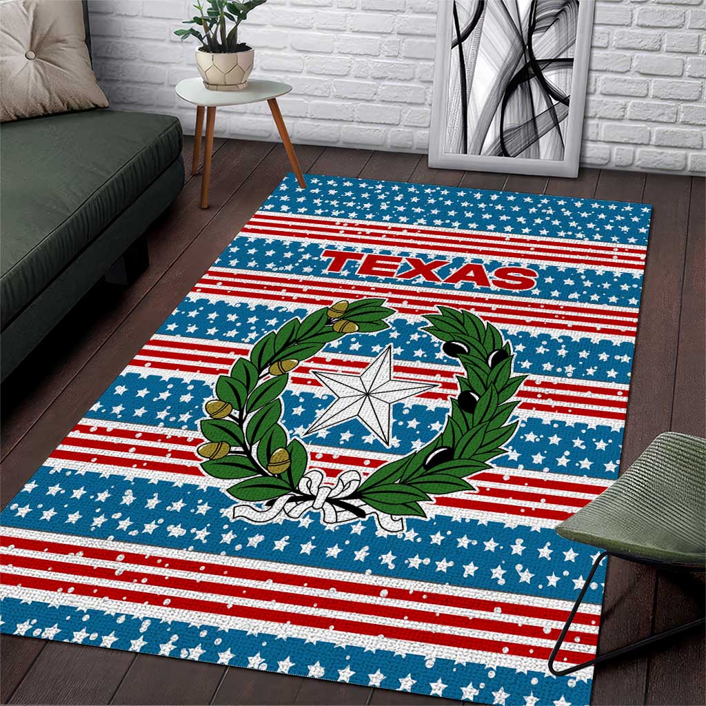 Texas Christmas Area Rug with Blue and Red Striped Festive Pattern Lone Star and Santa Motif - Wonder Print Shop