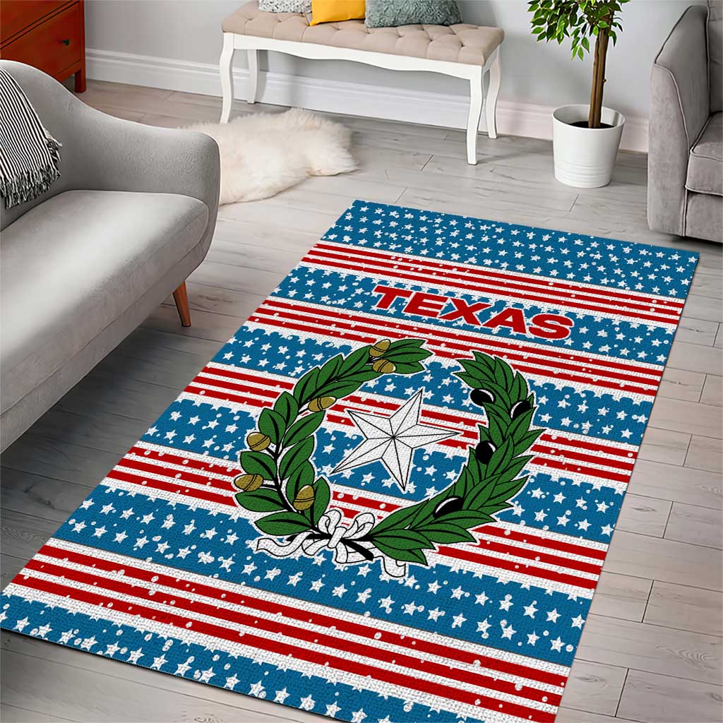 Texas Christmas Area Rug with Blue and Red Striped Festive Pattern Lone Star and Santa Motif - Wonder Print Shop