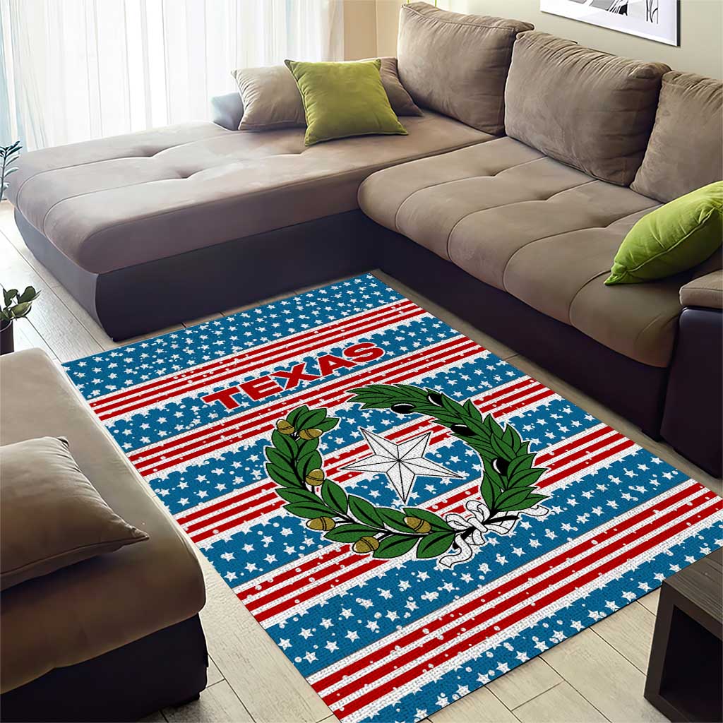 Texas Christmas Area Rug with Blue and Red Striped Festive Pattern Lone Star and Santa Motif - Wonder Print Shop