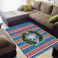 Texas Christmas Area Rug with Blue and Red Striped Festive Pattern Lone Star and Santa Motif - Wonder Print Shop