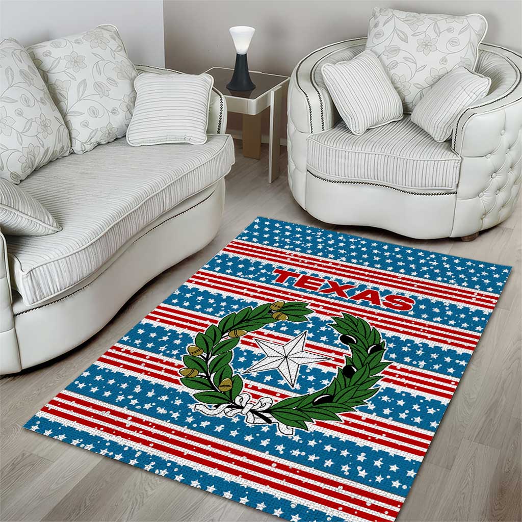 Texas Christmas Area Rug with Blue and Red Striped Festive Pattern Lone Star and Santa Motif - Wonder Print Shop