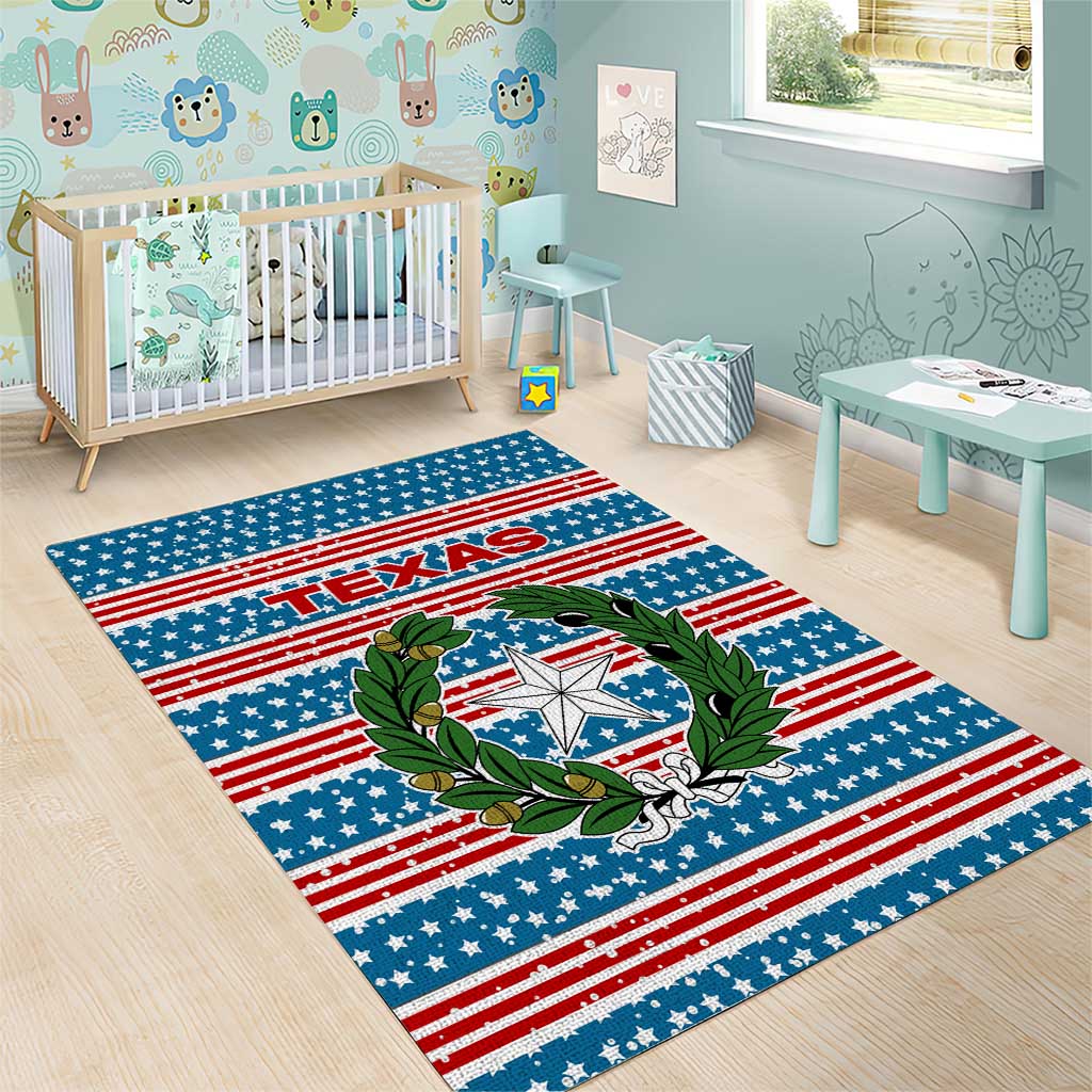 Texas Christmas Area Rug with Blue and Red Striped Festive Pattern Lone Star and Santa Motif - Wonder Print Shop